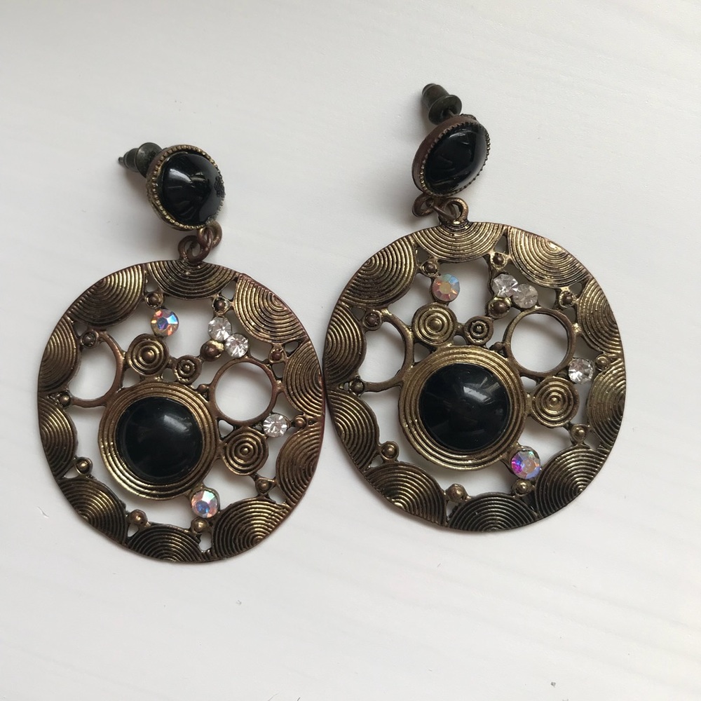 Black and gold statement earrings - Picture 1 of 2